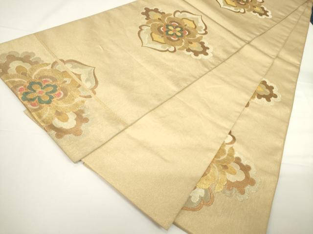 平和屋着物▼六通柄袋帯　鳳凰花文　金糸　正絹　逸品　CAAW1946ak