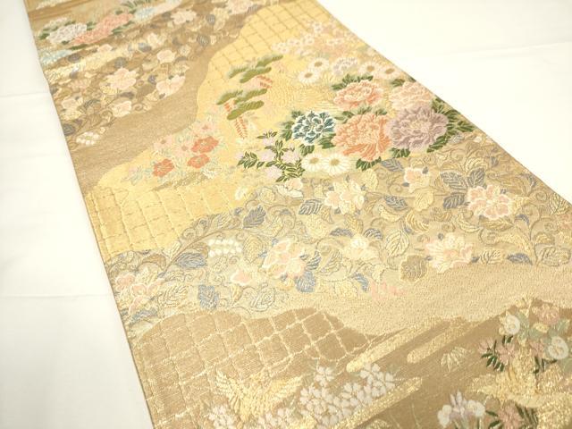 平和屋着物▼六通柄袋帯　唐織　花鳥文　金銀糸　正絹　逸品　CAAW1949ak