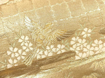 平和屋着物▼六通柄袋帯　唐織　花鳥文　金銀糸　正絹　逸品　CAAW1949ak