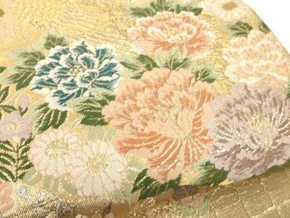 平和屋着物▼六通柄袋帯　唐織　花鳥文　金銀糸　正絹　逸品　CAAW1949ak