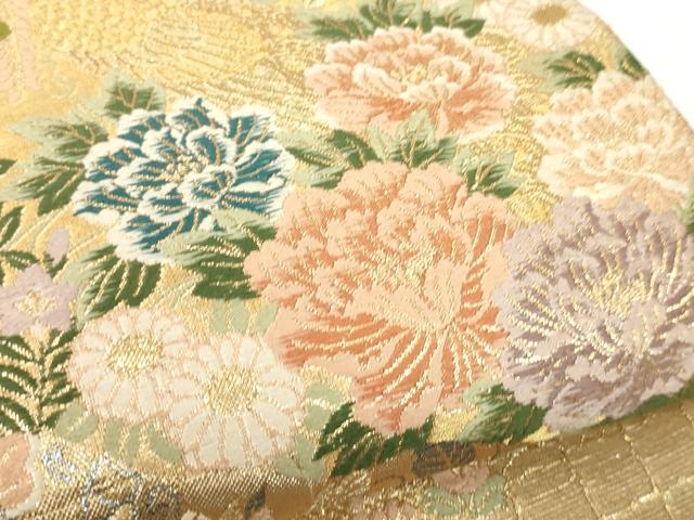 平和屋着物▼六通柄袋帯　唐織　花鳥文　金銀糸　正絹　逸品　CAAW1949ak
