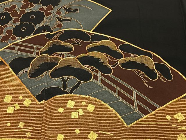 平和屋着物■豪華黒留袖　駒刺繍　地紙梅松文　金彩　正絹　逸品　CAAW2017ua