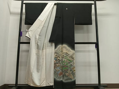 平和屋着物■豪華黒留袖 手描き 風景文 暈し染め 金彩 正絹 逸品 CAAW2234ua