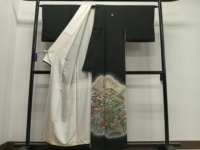 平和屋着物■豪華黒留袖 手描き 風景文 暈し染め 金彩 正絹 逸品 CAAW2234ua