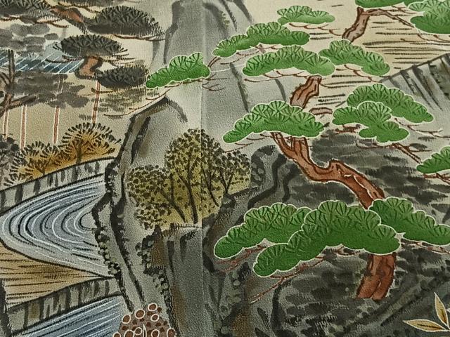 平和屋着物■豪華黒留袖 手描き 風景文 暈し染め 金彩 正絹 逸品 CAAW2234ua