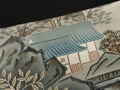 平和屋着物■豪華黒留袖 手描き 風景文 暈し染め 金彩 正絹 逸品 CAAW2234ua