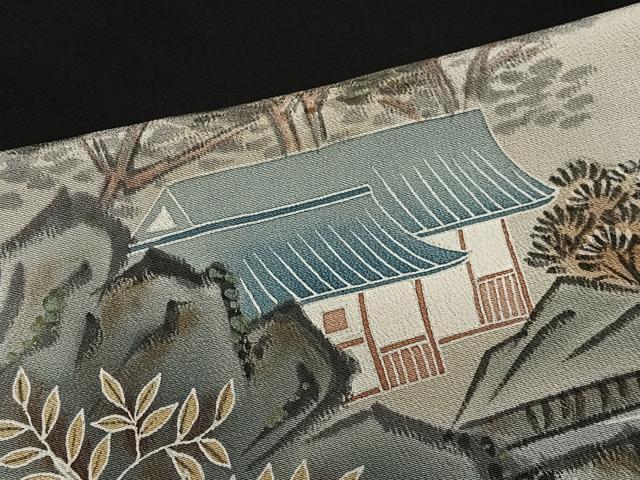 平和屋着物■豪華黒留袖 手描き 風景文 暈し染め 金彩 正絹 逸品 CAAW2234ua