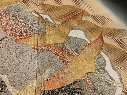 平和屋着物■豪華黒留袖 駒刺繍 飛鶴立波文 暈し染め 金彩 正絹 逸品 CAAW2273ua