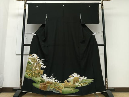 平和屋着物■豪華黒留袖　刺繍　花鳥文　金彩　正絹　逸品　CAAW2376ua