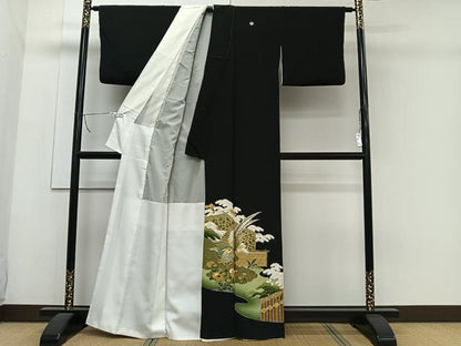 平和屋着物■豪華黒留袖　刺繍　花鳥文　金彩　正絹　逸品　CAAW2376ua