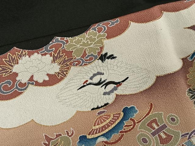 平和屋着物■豪華黒留袖 駒刺繍 飾花文 金彩 正絹 逸品 CAAW2381ua
