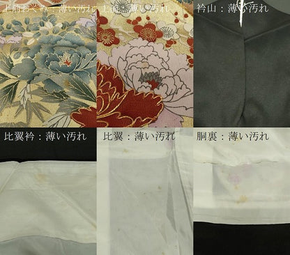 平和屋着物■豪華黒留袖　駒刺繍　地紙吉祥花文　金彩　正絹　逸品　CAAW2590in