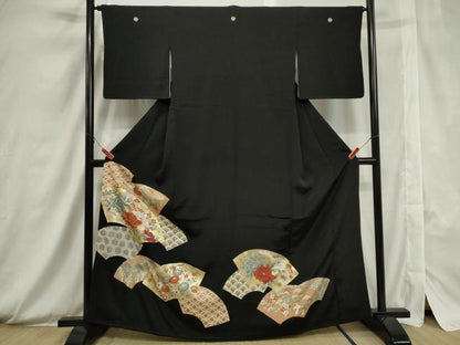 平和屋着物■豪華黒留袖　駒刺繍　地紙吉祥花文　金彩　正絹　逸品　CAAW2590in