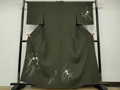 平和屋着物▽訪問着 単衣 枝花文 金銀彩 鈴乃屋扱い 正絹 逸品 CAAW2801ut