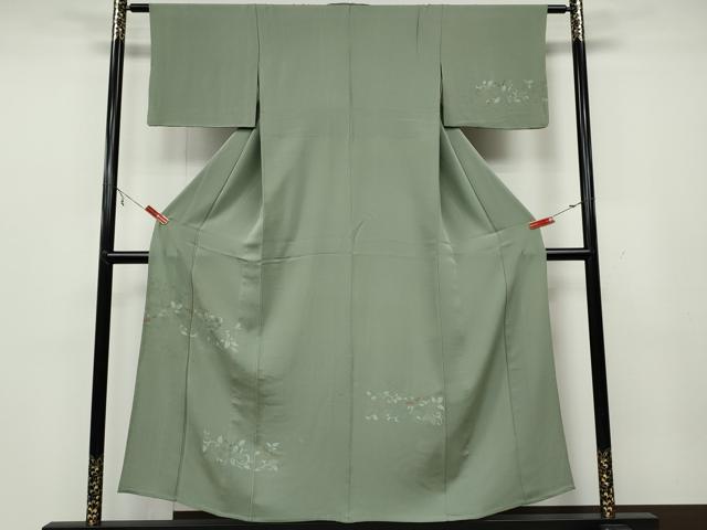 平和屋着物▽訪問着 単衣 舞蝶花唐草文 正絹 逸品 CAAW2802ut