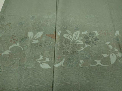 平和屋着物▽訪問着 単衣 舞蝶花唐草文 正絹 逸品 CAAW2802ut