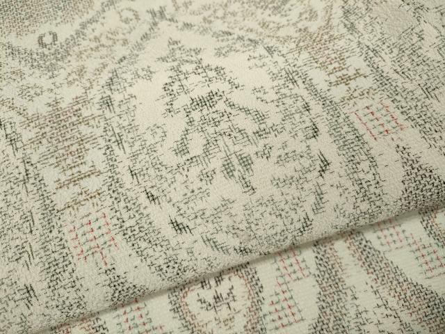 平和屋着物▽本塩沢 単衣 吉祥草花文 正絹 逸品 CAAW2810ut