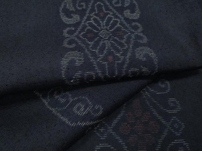平和屋着物▽本場大島紬 薩摩結城 単衣 吉祥花間道 正絹 逸品 CAAW2812ut