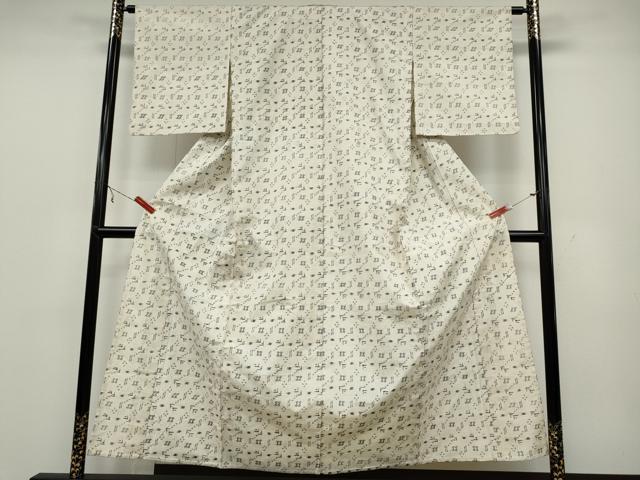 平和屋着物▽上質な紬 単衣 絣文様 正絹 逸品 CAAW2813ut
