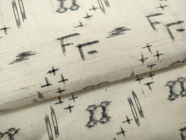 平和屋着物▽上質な紬 単衣 絣文様 正絹 逸品 CAAW2813ut