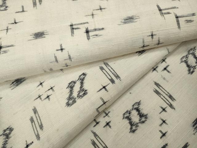 平和屋着物▽上質な紬 単衣 絣文様 正絹 逸品 CAAW2813ut