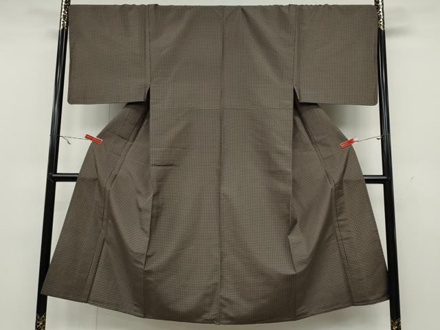 平和屋着物▽男性 本場染大島紬 単衣 格子柄 正絹 逸品 CAAW2819ut