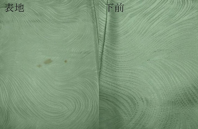 平和屋着物▽男性　色無地　単衣　流水地紋　裏葉柳色　正絹　逸品　CAAW2821ut
