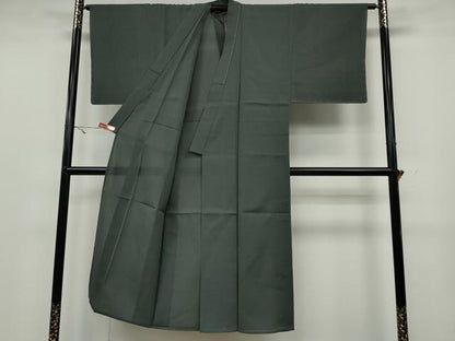 平和屋着物▽男性 お召 単衣 青鈍色 正絹 逸品 未使用 CAAW2829ut