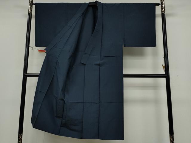 平和屋着物▽男性 本場大島紬 薩摩結城 単衣 留紺色 正絹 逸品 CAAW2830ut