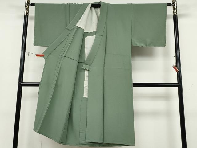 平和屋着物▽男性 色無地 単衣 薄青色 正絹 逸品 CAAW2836ut