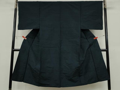 平和屋着物▽男性 紬 単衣 藍鉄色 正絹 逸品 CAAW2837ut