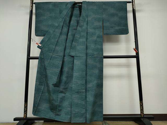 平和屋着物▽上質な紬　単衣　花織　霞文　正絹　逸品　CAAW2838ut
