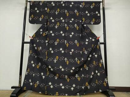 平和屋着物▽上質な紬 単衣 琉球絣 正絹 逸品 CAAW2839ut