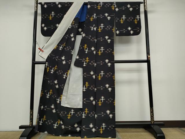 平和屋着物▽上質な紬 単衣 琉球絣 正絹 逸品 CAAW2839ut