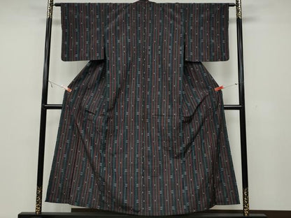平和屋着物▽上質な紬　単衣　吉祥間道　正絹　逸品　CAAW2841ut