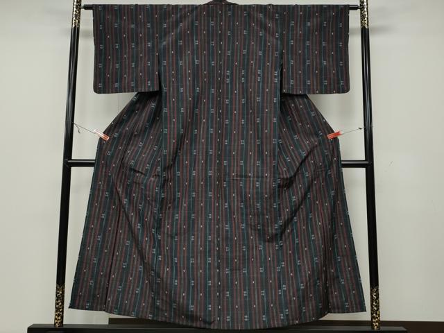 平和屋着物▽上質な紬　単衣　吉祥間道　正絹　逸品　CAAW2841ut