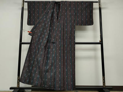 平和屋着物▽上質な紬　単衣　吉祥間道　正絹　逸品　CAAW2841ut