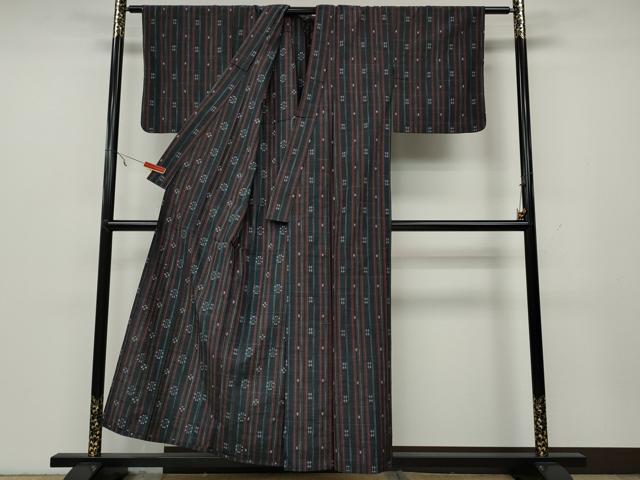 平和屋着物▽上質な紬　単衣　吉祥間道　正絹　逸品　CAAW2841ut