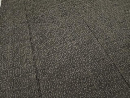 平和屋着物▽上質な紬 単衣 亀甲吉祥文 正絹 逸品 CAAW2846ut