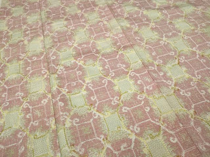 平和屋着物▽上質な紬　単衣　蜀江唐草文　正絹　逸品　CAAW2847ut