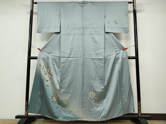 平和屋着物▽訪問着 単衣 雪輪鳳凰花文 暈し染め 金彩 正絹 逸品 CAAW2848ut
