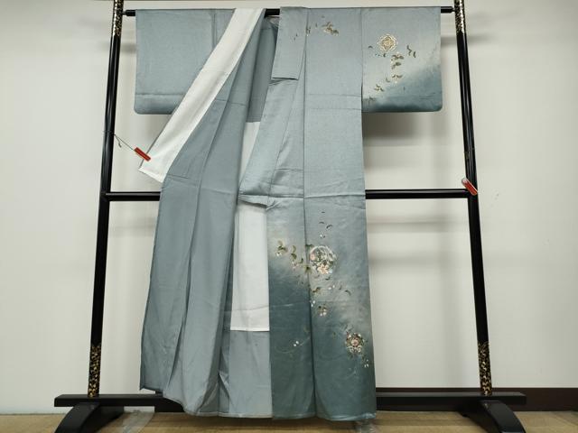 平和屋着物▽訪問着 単衣 雪輪鳳凰花文 暈し染め 金彩 正絹 逸品 CAAW2848ut
