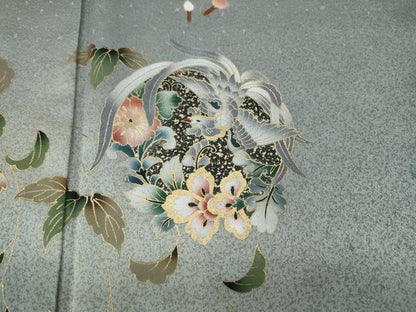 平和屋着物▽訪問着 単衣 雪輪鳳凰花文 暈し染め 金彩 正絹 逸品 CAAW2848ut