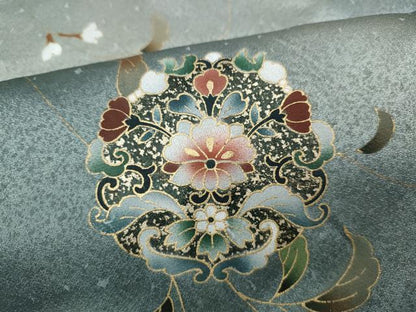 平和屋着物▽訪問着 単衣 雪輪鳳凰花文 暈し染め 金彩 正絹 逸品 CAAW2848ut