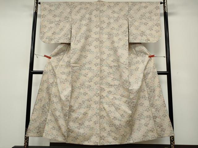 平和屋着物▽上質な紬 単衣 舞花尽くし 正絹 逸品 CAAW2849ut