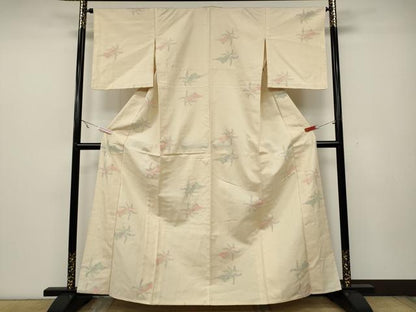 平和屋着物▽上質な紬 単衣 吉祥花文 正絹 逸品 CAAW2850ut