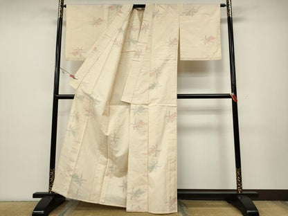 平和屋着物▽上質な紬 単衣 吉祥花文 正絹 逸品 CAAW2850ut