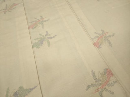 平和屋着物▽上質な紬 単衣 吉祥花文 正絹 逸品 CAAW2850ut