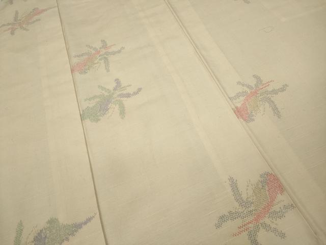 平和屋着物▽上質な紬 単衣 吉祥花文 正絹 逸品 CAAW2850ut