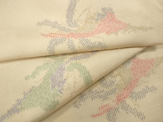 平和屋着物▽上質な紬 単衣 吉祥花文 正絹 逸品 CAAW2850ut